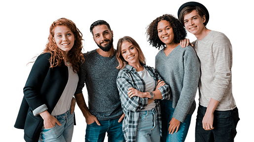 smiling guys and girls in casualwear standing by w 2023 11 27 05 34 19 utc